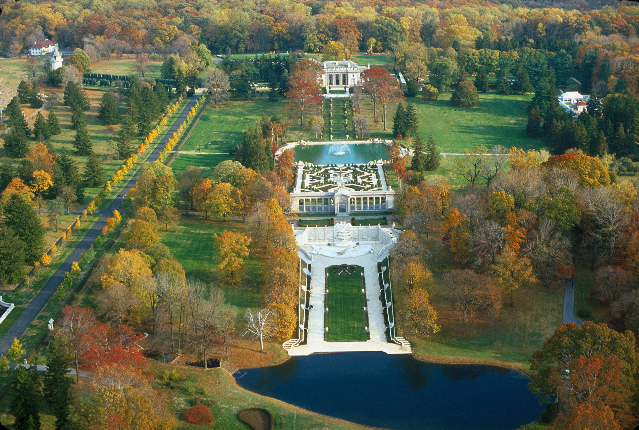 Aerial view of estate grounds